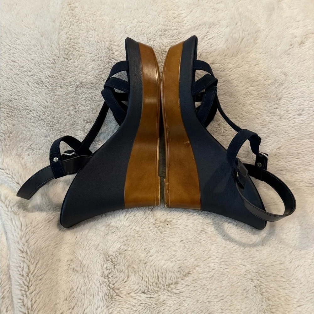 Made in Italy wedge shoes blue suede like size 10